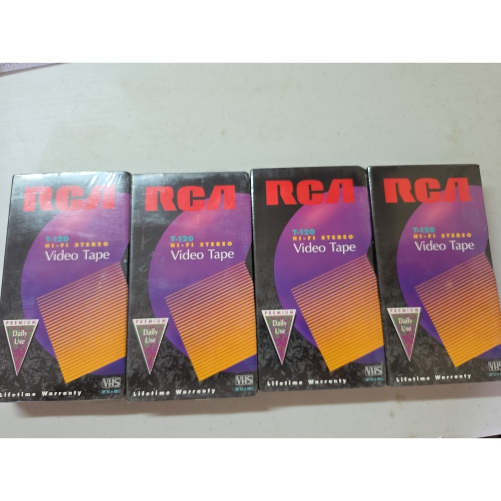 Lot of 4 RCA Blank VHS Video Cassette Tape T-120 6 Hour Brand New Sealed